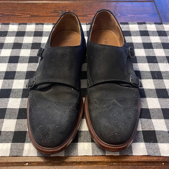 Trask Suede Wingtip Double Monk Strap - Picture 1 of 6